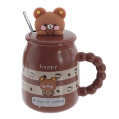 Кружка с крышкой и ложкой, 500 мл, L13 W9 H15,5 см