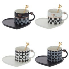 Кружка с блюдцем и ложкой, 220 мл, L16 W14 H7,5 см,дизайн микс