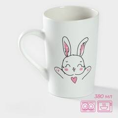 !09 Кружка «Объятия зайца», 380 мл, фарфор, белая