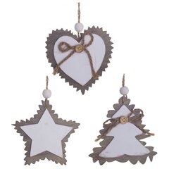 Украшение новогоднее "Сердце/Звезда/Елка", L10 W0,5 H10 см, 2в.