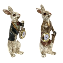 Фигурка декоративная "Заяц" с часами (LR41х1), L7 W11 H21 см, 2в.
