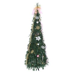 Ёлка искусств с подсвет от сети, L50 W50 H150, 100LED, 16 шаров + 3 банта, экспресс сборка