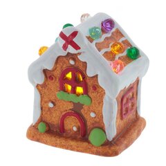 Фигурка декоративная с подсветкой "Домик пряничный", L6 W5,5 H7,5 см,  LR44 2 шт.