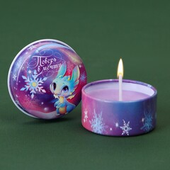 !09 Новогодняя свеча в железной банке «Поверь в мечту», аромат ваниль, диам. 4,8 см