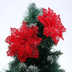 !09 Украшение ёлочное "Резной цветок" (набор 2 шт) 8,5 см, цвет красный