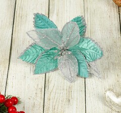 !09 Набор из 2-х изделий - Декор «Зимний цветок», 15.5×12 см, цвет бирюза