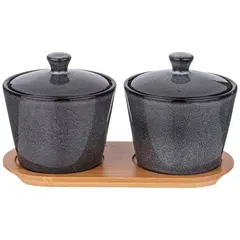 !09 Банка для сыпучих продуктов "Graphite", 2 штуки фарфор, 350 мл, 10х10х7.5 см,с крышкой