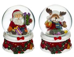Фигурка декор в стекл шаре "Санта/Олень", D7 см, L7 W7 H8,5 см, 2в.