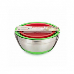 Набор стальных мисок MIX&STORE 2шт, 1.5л2.4л с крышками, силиконовое дно