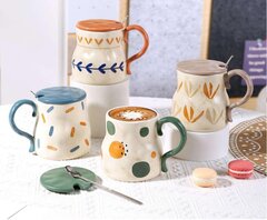 Кружка с крышкой и ложкой, L8,3 W8,3 H10,2 см, дизайн микс