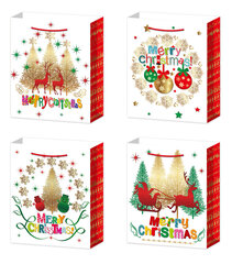 Пакет подарочный (бумага 210г/м2, блок 12шт), L26 W10 H32 см, 4в.