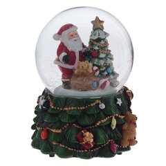 Фигурка декор в стекл шаре "Дед Мороз" ( подсв, муз, вьюга, AAAх3 н/п), D 10 см, L11 W11 H15 см