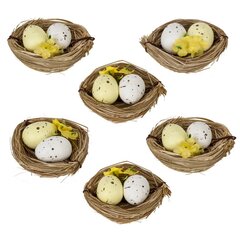 Набор из 6-ти изделий декоративных "Гнездо пасхальное" (6*4,5*2), L18 W12 H3 см