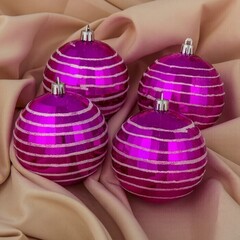 !09 Набор шаров 4 штуки пластик d-8 см. "Орбита" цвет ярко сиреневый