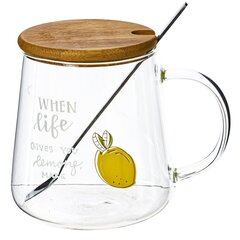 Кружка с крышкой и ложкой, 450 мл, L12 W9 H10 см