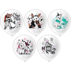 !Шар латексный 12" «Зайчики», пастель, 5 дизайнов, 1-сторонний, набор 25 шт., МИКС