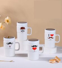 Кружка с крышкой, L6,6 W6,6 H12,8 см, дизайн микс