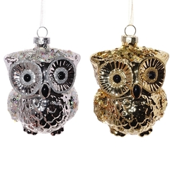 Украшение новогоднее "Сова", L8 W7 H10 см, 2в.