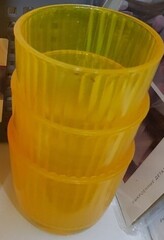 !09 Подсвечник 3 штуки "Балтика" 7х7 см, 140 мл.внутреннее рифление цвет желтый