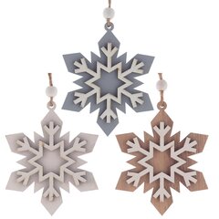 Украшение новогоднее "Снежинка", 3в., L8 W1 H10,5 см, 3в.