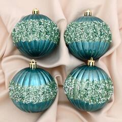 !09 Набор шаров 4 штуки пластик d-8 см."Рокси", цвет зеленый