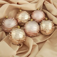 !09 Набор елочных шаров (набор 6 штук) "Жемчужный орион", d=8 см, цвет кремовый