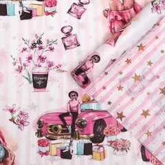 !Бумага упаковочная 2 листа глянцевая двусторонняя "Кокетка" 70 х 100 см