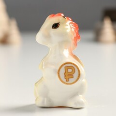 !Сувенир керамика "Дракоша с монетой -рубль" оранжево-золотой 3х4х6,8 см