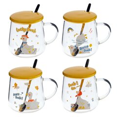 Кружка с крышкой и ложкой, 500 мл, L12 W9 H10 см, дизайн микс