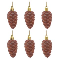 Набор из 6шт Украшение новогоднее "Шишка", L16 W16 H3 см
