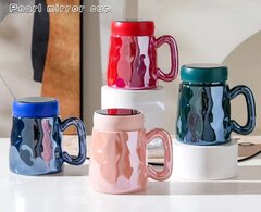 Кружка с крышкой, L6,6 W6,6 H11 см, цвет микс