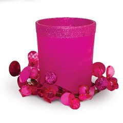 !Подсвечник стеклянный "B&H", с декором, высота 7 см цвет малиновый