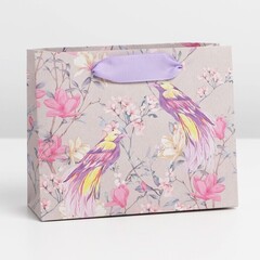 !09 Пакет крафтовый (набор 4 штуки) вертикальный «Птицы», 15 × 12 × 5.5 см.