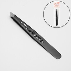 !Пинцет «Геометрия», скошенный, 9,5 см, цвет чёрный