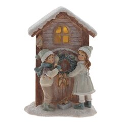 Фигурка декоративная с подсветкой "Дети и домик", L13 W10 H19 см