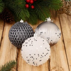 !09 Набор шаров пластик d-8 см, 9 шт "Металлик" россыпь