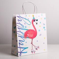 !09 НАБОР 2 ШТУКИ - Пакет крафтовый Happy 26 × 30 × 11,5 см.