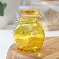 !09 Банка для сыпучих продуктов «Овал», 100 мл, 6x8,5 см, с бугельным замком, цвет МИКС