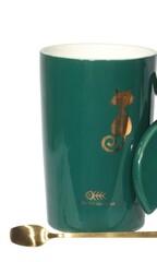 !09 Кружка без крышки с ложкой, 400 мл, 11,5*8*13 см, 1шт из 4-х видов