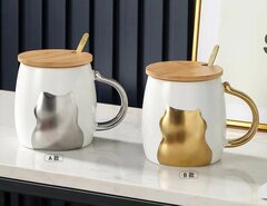 Кружка с крышкой и ложкой, L7,8 W7,8 H9,8 см, дизайн микс