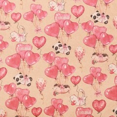 !09 Бумага (набор 2 листа) упаковочная крафтовая «С любовью» 50 × 70 см.