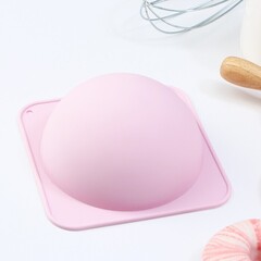 !09 Форма для выпечки силиконовая «Шар», 13,5×6 см, внутренний d=11,7 см, цвет розовый