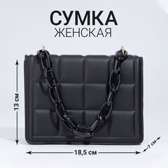 !09 Сумка женская мессенджер из искусственной кожи с цепью, 14×20 см, чёрная