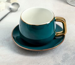 !09 Чайная пара керамическая «Изумруд», 2 предмета: чашка 300 мл, блюдце d=13,5 см