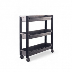 Стеллаж на колёсиках чёрный 3 уровня 46.5х14.5х48,3см