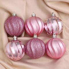 !09 Набор елочных шаров (набор 12 штук) «Волна» d=6 см, цвет сиреневый