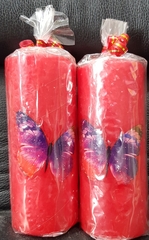 !09 НАБОР СВЕЧЕЙ 2 ШТУКИ - Свеча декоративная "Бабочка радужная" 5x5x12 см. цвет красный