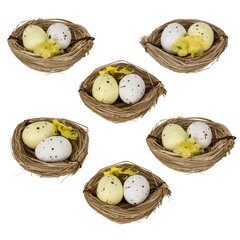 Набор из 6-ти изделий декоративных "Гнездо пасхальное" (6*4,5*2), L18 W12 H3 см