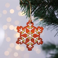 !09 Елочная игрушка 3 штуки «Снежинка», 7.5 х 8.5 см.