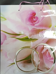 !09 НАБОР 3 ШТУКИ - Пакет бумажный "Кольца" 17*23*10см., цвет розово-серый дизайн микс